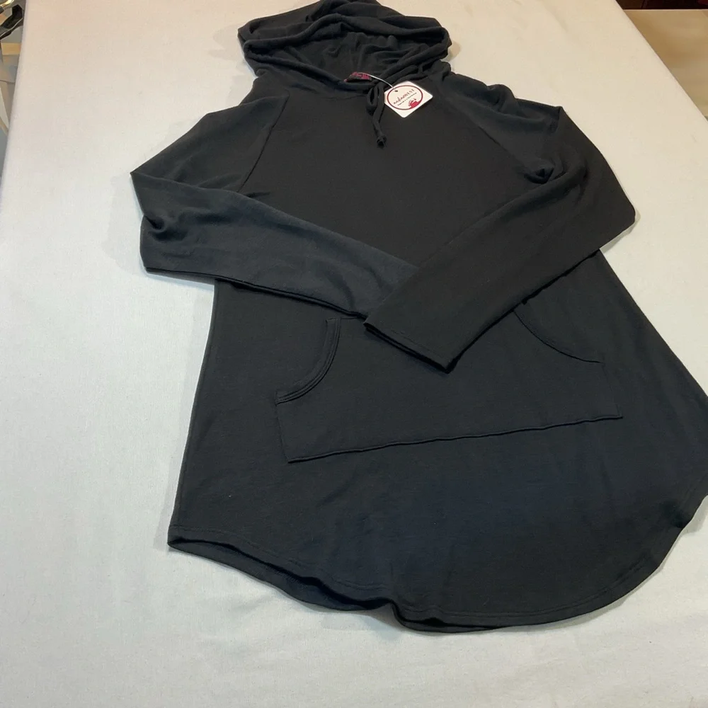 Nadine West NWT Sasha Rose Black Lightweight Long Sleeve Hoodie Dress, Size S - Picture 2 of 7